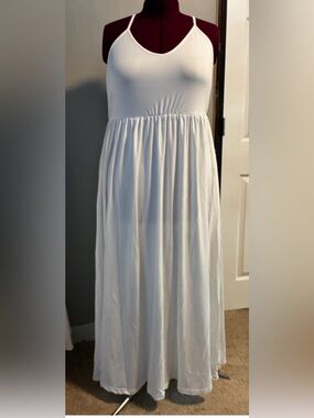 White Spaghetti-Strap Maxi Dress